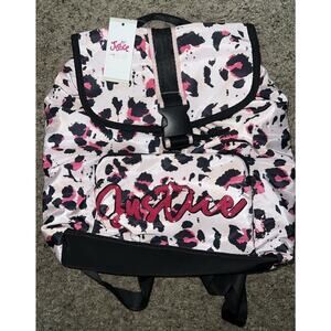 Justice‎ Backpack Pink Cheetah Print Mini Flap Closure Sequins Girls NEW